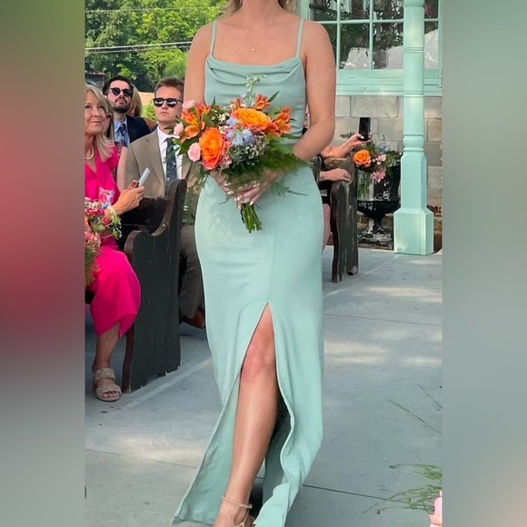 Birdy Grey Ash Crepe Dress in color Sage, size XS. Bridesmaid dress worn once. - Picture 9 of 10